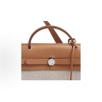 HERMES Herbag Messenger 39 Silver buckle H crossbody single-shoulder handbag for women in light beige and light tea colors